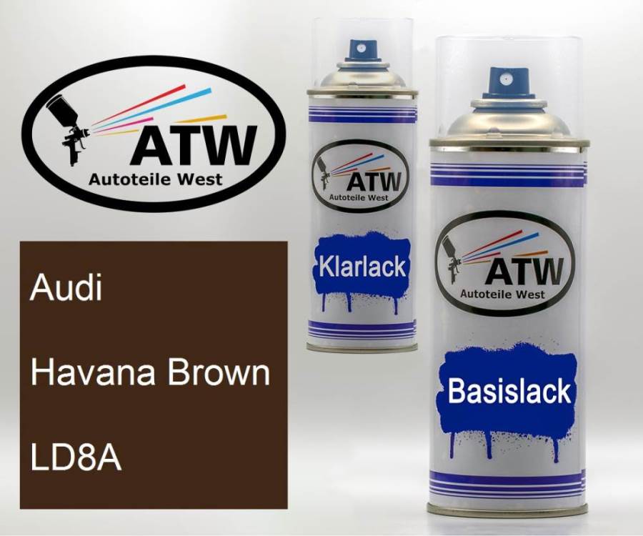 Audi, Havana Brown, LD8A: 400ml Sprühdose + 400ml Klarlack - Set, von ATW Autoteile West.